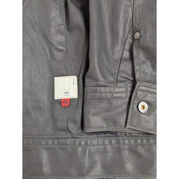 G STAR RAW Black Waxed Denim Jacket Biker Alt - Picture 13 of 15